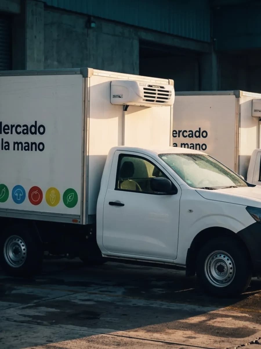 Camioneta de reparto cargada al amanecer